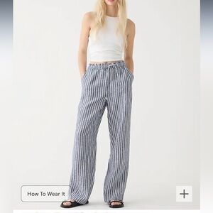 J.Crew Soleil Pant in Striped Linen  XS Tall